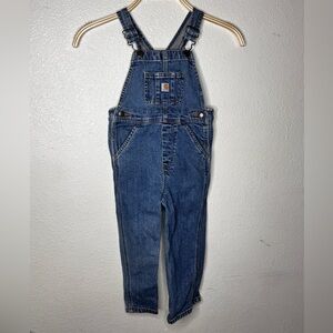 Carhartt Light Blue Denim Kids Overalls with Gold Logo Accent